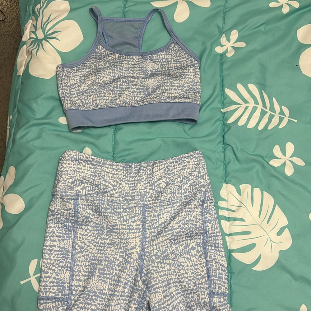 Little girl size 7 athletic wear with leggings and sports bra